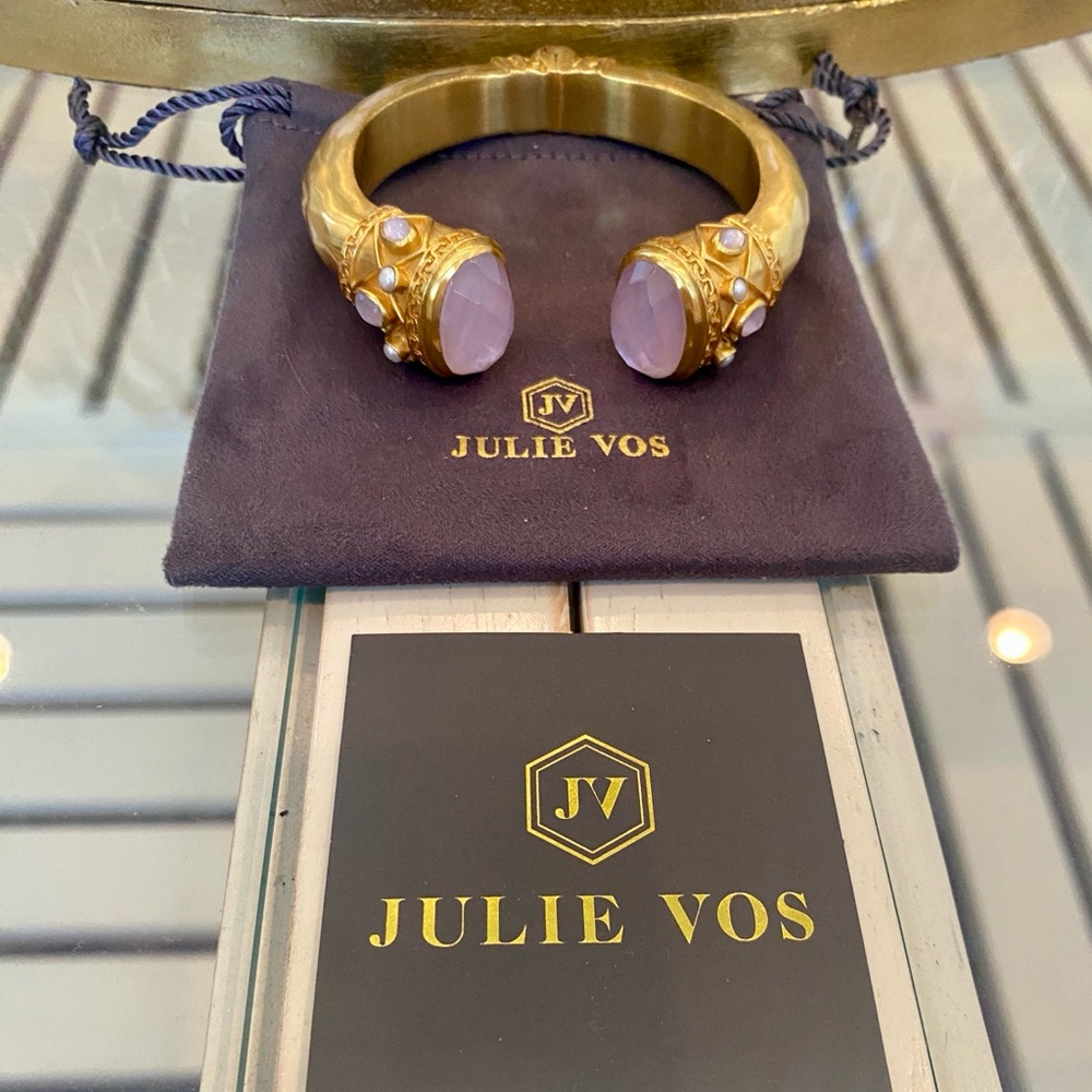 NEW Julie Vos Iridescent Pink Cannes Hinged Cuff Bracelet